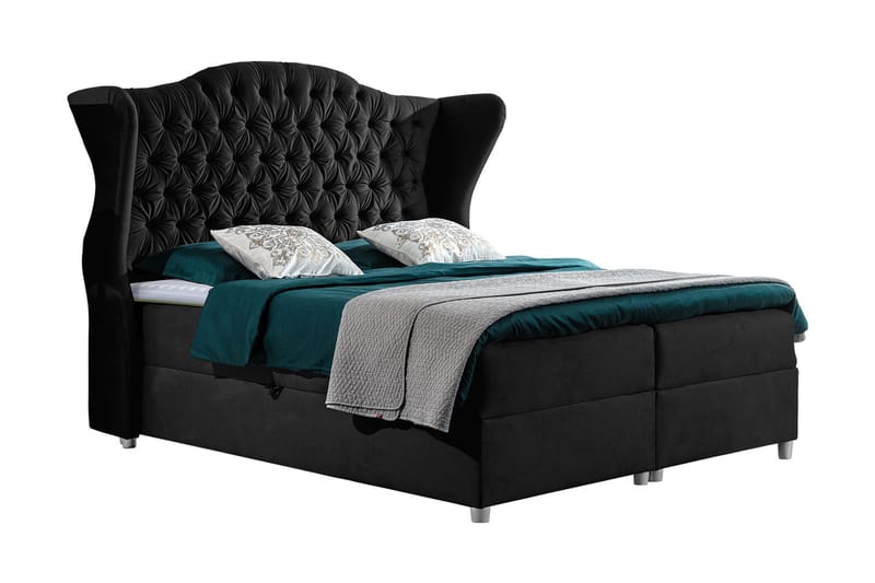 Sängpaket – Kontinentalsäng 180x200 cm med Sänggavel + Bäddmadrass med Fasthetsgrad Medium - Svart - Möbler - Sovrum - Sängar - Kontinentalsängar