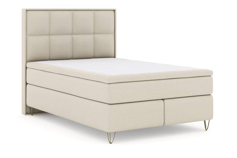 Select No 4 Komplett Sängpaket 140x200 Fast - Beige/Metall V-form - Möbler - Sovrum - Sängar - Kontinentalsängar