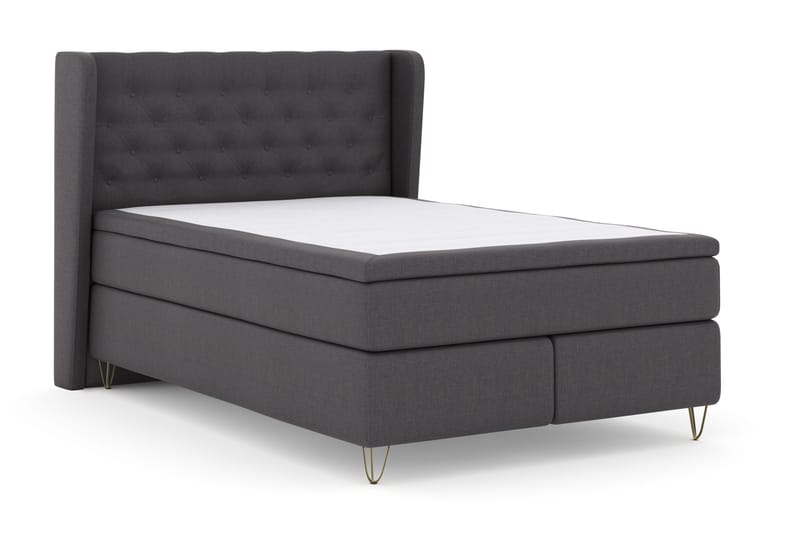 Select No 4 Komplett Sängpaket 140x200 Fast - Mörkgrå/Metall V-form - Möbler - Sovrum - Sängar - Kontinentalsängar