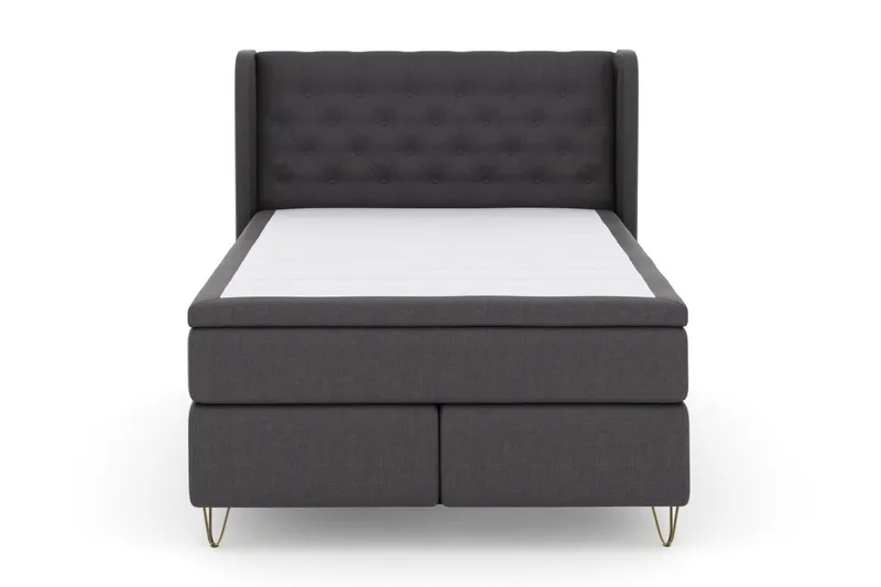 Select No 4 Komplett Sängpaket 140x200 Fast/Medium, Mörkgrå/Metall V-form