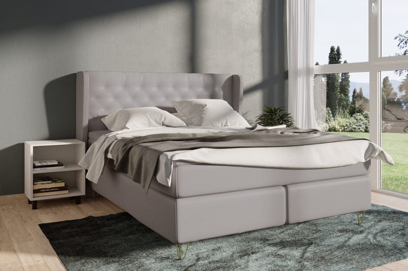 Select No 4 Komplett Sängpaket 180x200 Fast - Ljusgrå/Metall V-form - Möbler - Sovrum - Sängar - Kontinentalsängar
