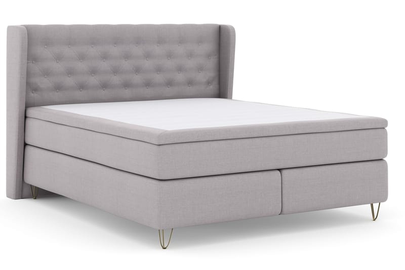 Select No 4 Komplett Sängpaket 180x200 Fast - Ljusgrå/Metall V-form - Möbler - Sovrum - Sängar - Kontinentalsängar