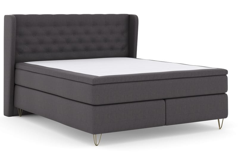 Select No 4 Komplett Sängpaket 180x200 Fast - Mörkgrå/Metall V-form - Möbler - Sovrum - Sängar - Kontinentalsängar
