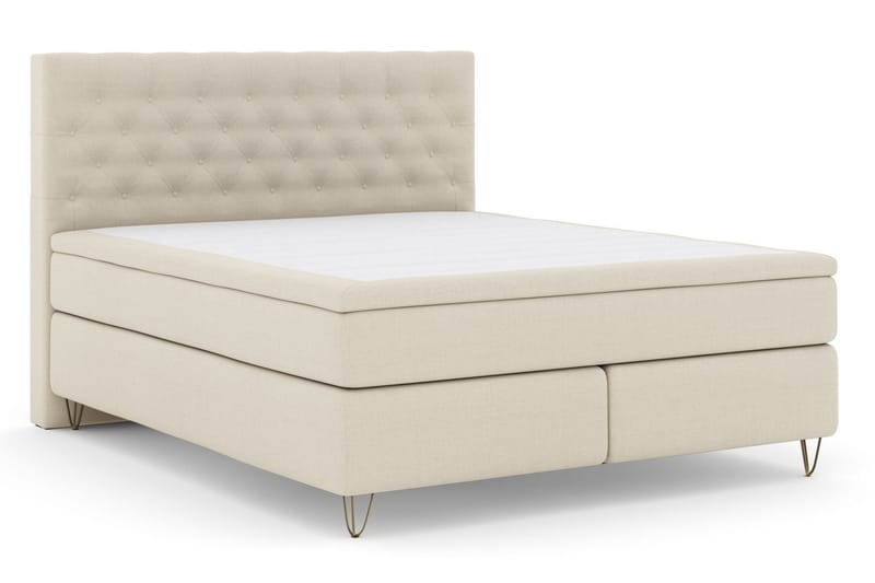 Select No 4 Kontinentalsäng 210x210 Fast/Medium - Beige/Metall V-Form - Möbler - Sovrum - Sängar - Kontinentalsängar
