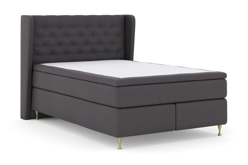 Select No 5 Komplett Sängpaket 140x200 Fast/Medium Latex - Mörkgrå/Guld - Möbler - Sovrum - Sängar - Kontinentalsängar