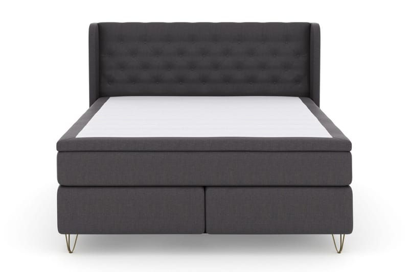 Select No 5 Komplett Sängpaket 160x200 Medium Watergel, Mörkgrå/Metall V-form