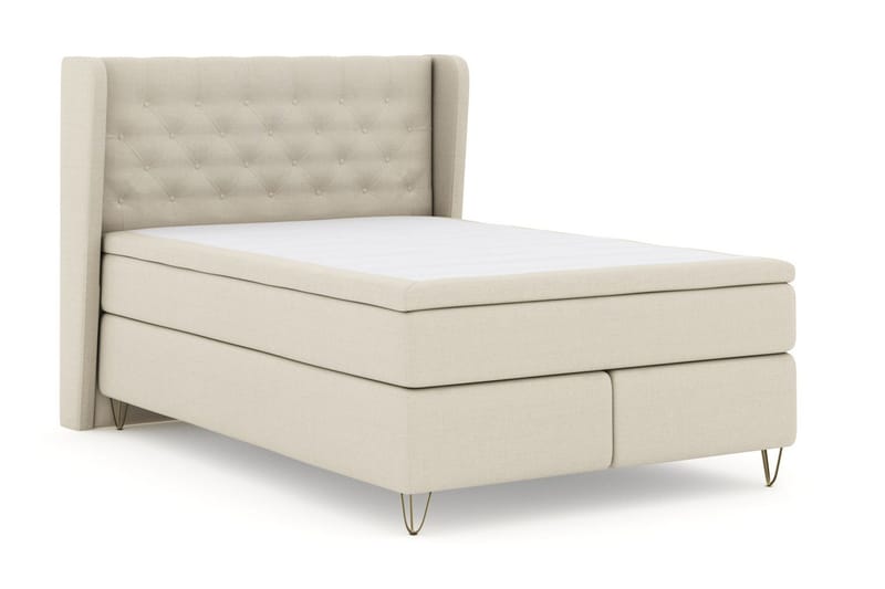 Select No 6 Komplett Sängpaket 160x200 Medium Memory/Pocket - Beige/Metall V-form - Möbler - Sovrum - Sängar - Kontinentalsängar