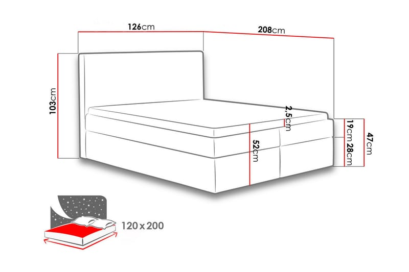 SINGSTAD Kontinentalsäng med Förvaring 120x200 Beige - Beige - Kontinentalsängar