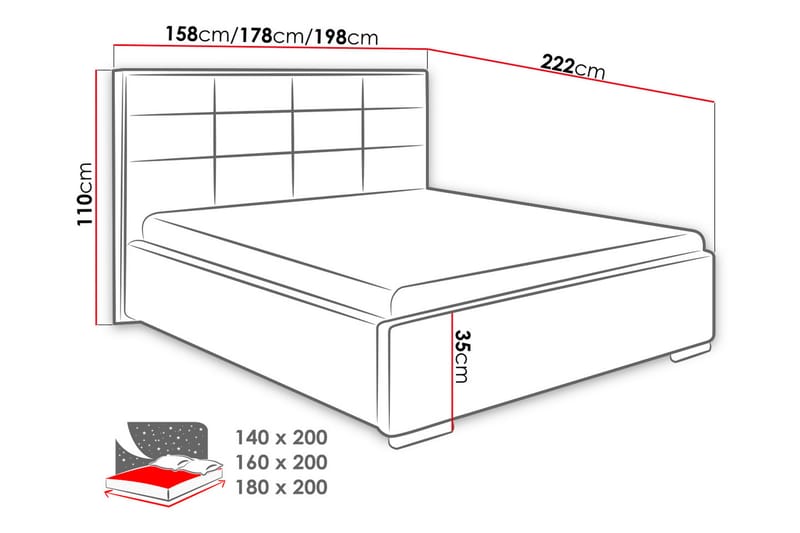 SINGSTAD Kontinentalsäng med Förvaring 200x200 Rosa - Rosa - Möbler - Sovrum - Sängar - Kontinentalsängar