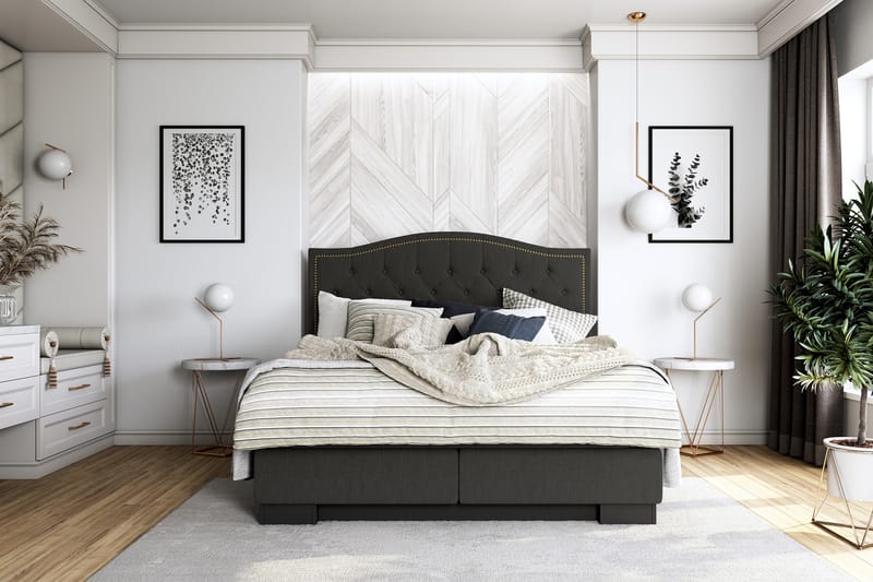 SINNEBO Sängpaket 160x210 + KYRAN Gavel Toppad Svart - Möbler - Sovrum - Sängar - Komplett Sängpaket