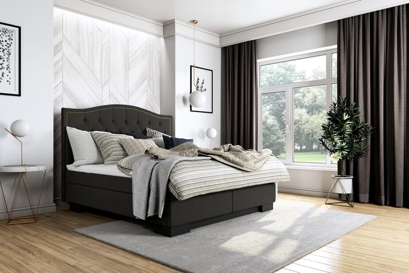 SINNEBO Sängpaket 160x210 + KYRAN Gavel Toppad Svart - Möbler - Sovrum - Sängar - Komplett Sängpaket