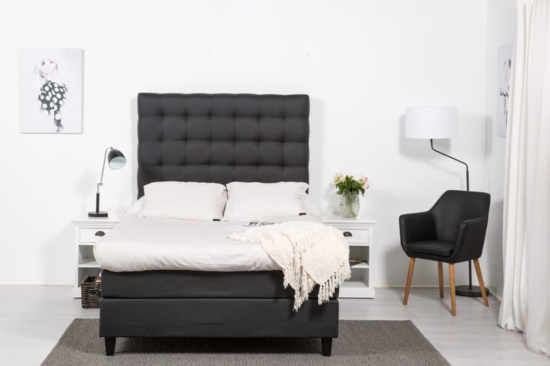 SINNEBO Sängpaket120 Svart PU Svart Fyrkant - Möbler - Sovrum - Sängar - Komplett Sängpaket