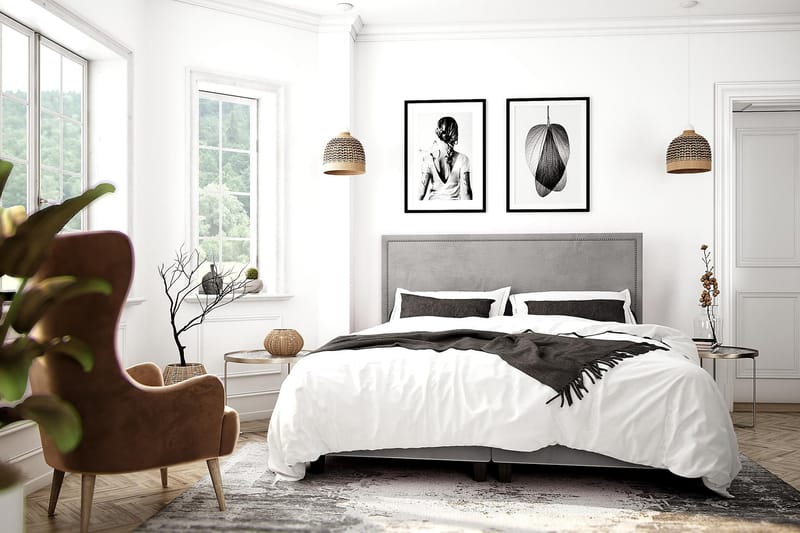 SINNEBO Velvet Sänkypaketti 160x200 - Ljusgrå - Möbler - Sovrum - Sängar - Komplett Sängpaket