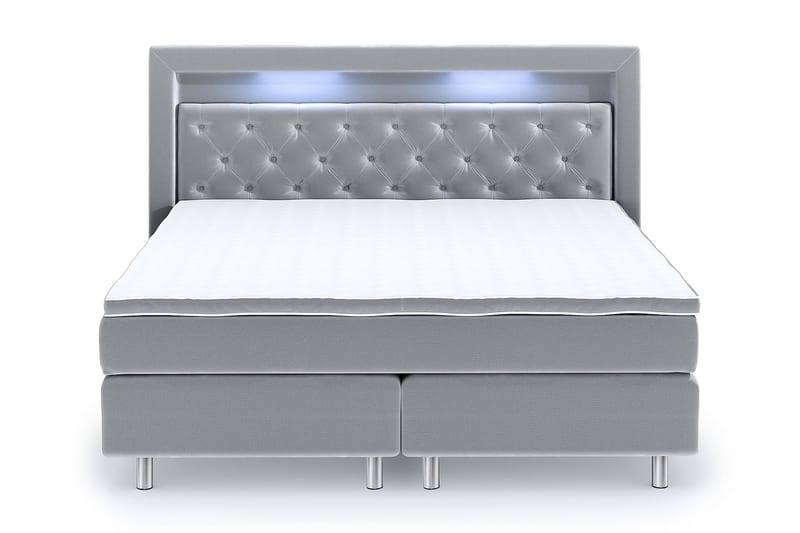 SINNEBO Velvet Sänkypaketti 160x200 - Ljusgrå - Komplett Sängpaket - Kontinentalsängar