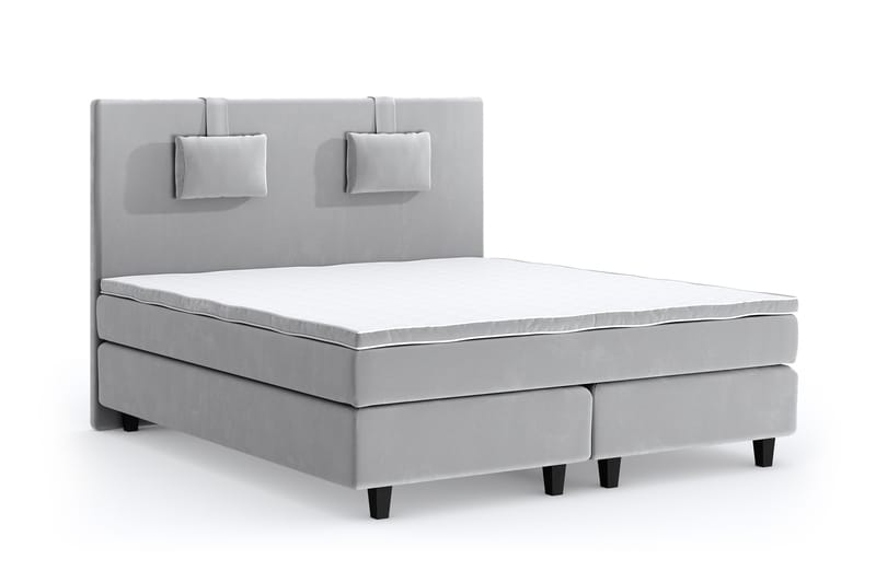 SINNEBO Velvet Sänkypaketti 180x200 - Ljusgrå - Komplett Sängpaket - Kontinentalsängar
