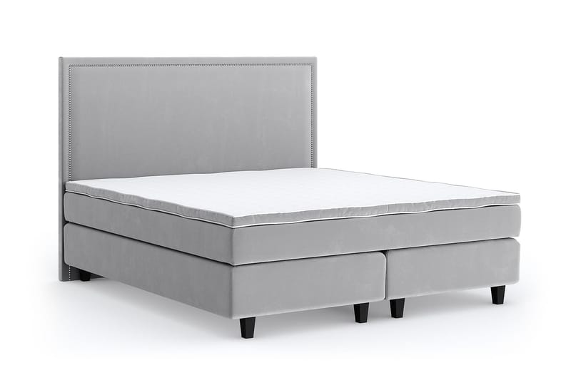 SINNEBO Velvet Sänkypaketti 210x210 - Ljusgrå - Komplett Sängpaket - Kontinentalsängar