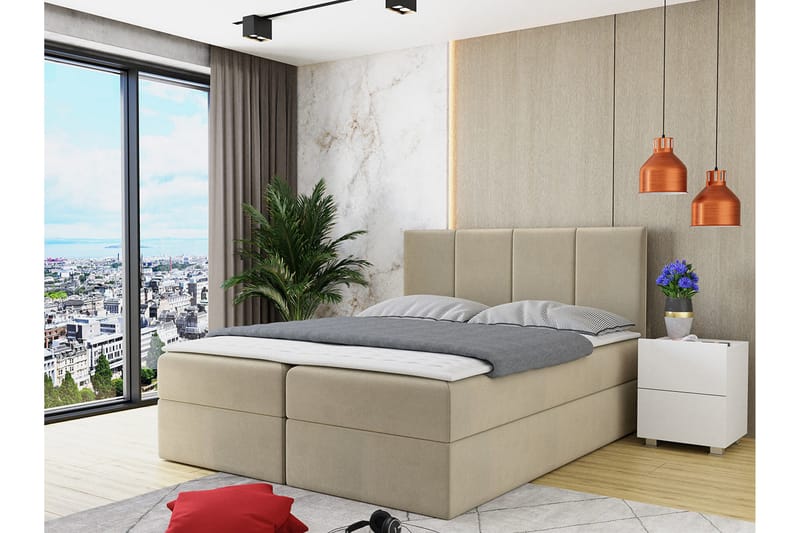 SKUMPERUD Kontinentalsäng 140x200 cm + Bäddmadrass Beige - Möbler - Sovrum - Sängar - Kontinentalsängar