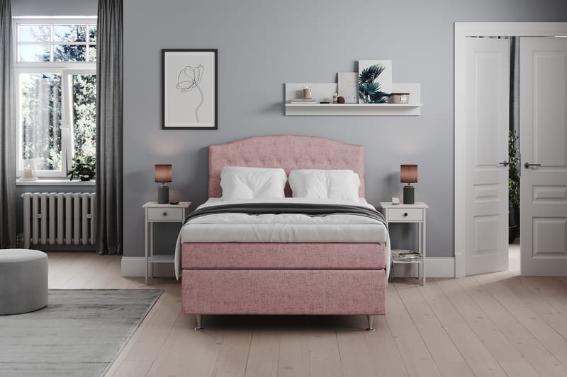 STACIA Kontinentalsäng 140x200 Fast Rosa - Rosa - Möbler - Sovrum - Sängar - Kontinentalsängar