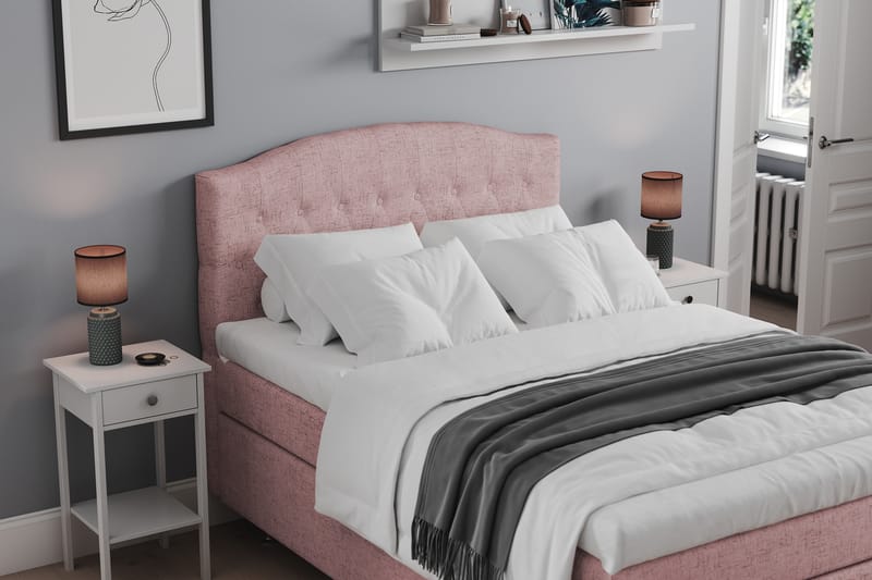 STACIA Kontinentalsäng 140x200 Fast Rosa - Rosa - Möbler - Sovrum - Sängar - Kontinentalsängar