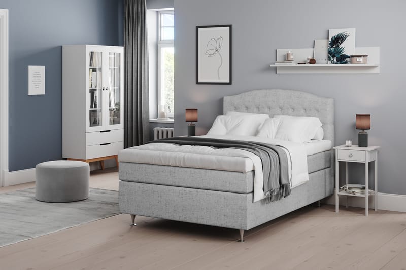 STACIA Sängpaket 120x200 Fast Ljusgrå - Möbler - Sovrum - Sängar - Komplett Sängpaket