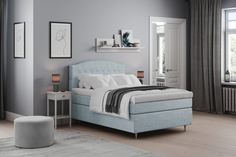 STACIA Sängpaket 120x200 Medium Ljusblå - Komplett Sängpaket - Kontinentalsängar