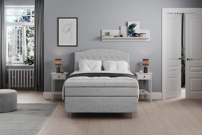 STACIA Sängpaket 120x200 Medium Ljusgrå - Komplett Sängpaket - Kontinentalsängar