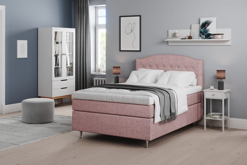 STACIA Sängpaket 140x200 Medium Rosa - Komplett Sängpaket - Kontinentalsängar