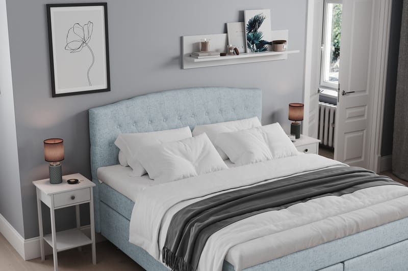 STACIA Sängpaket 160x200 Fast Ljusblå - Komplett Sängpaket - Kontinentalsängar