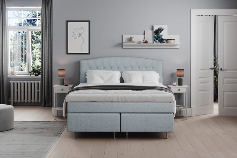 STACIA Sängpaket 160x200 Fast Ljusblå - Komplett Sängpaket - Kontinentalsängar