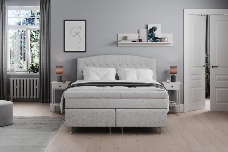 STACIA Sängpaket 160x200 Fast Ljusgrå - Möbler - Sovrum - Sängar - Komplett Sängpaket