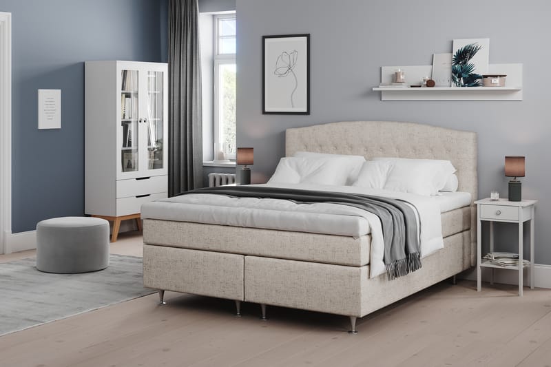 STACIA Sängpaket 160x200 Fast/Medium Beige - Komplett Sängpaket - Kontinentalsängar