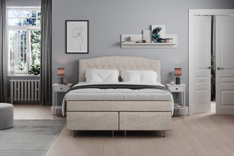 STACIA Sängpaket 160x200 Fast/Medium Beige - Komplett Sängpaket - Kontinentalsängar