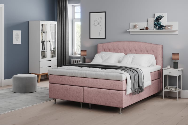 STACIA Sängpaket 160x200 Fast/Medium Rosa - Komplett Sängpaket - Kontinentalsängar