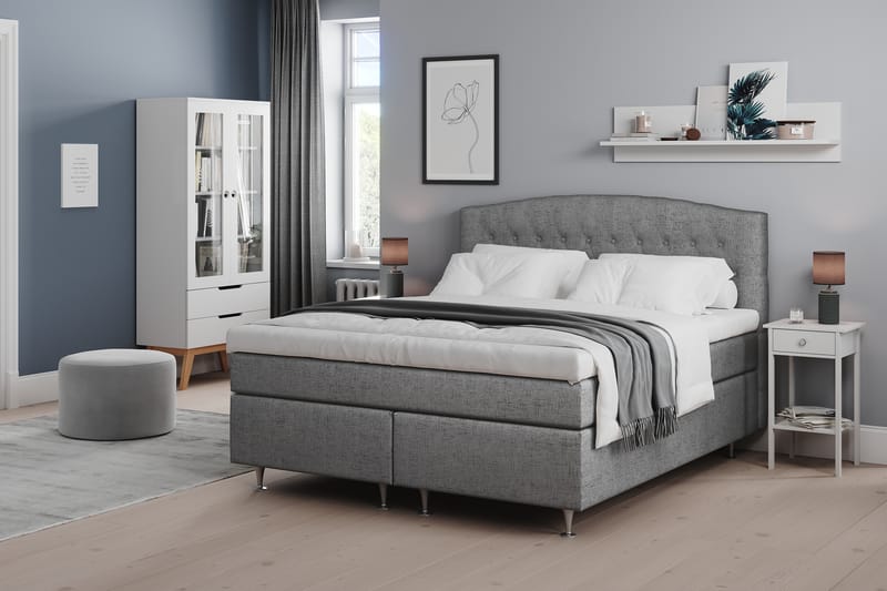 STACIA Sängpaket 160x200 Medium Grå - Möbler - Sovrum - Sängar - Komplett Sängpaket