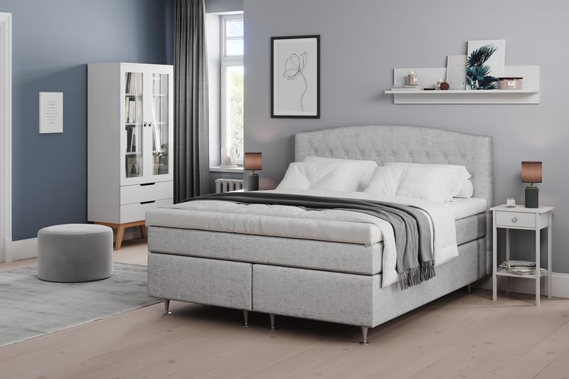 STACIA Sängpaket 160x200 Medium Ljusgrå - Möbler - Sovrum - Sängar - Komplett Sängpaket