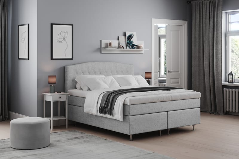 STACIA Sängpaket 160x200 Medium Ljusgrå - Möbler - Sovrum - Sängar - Komplett Sängpaket