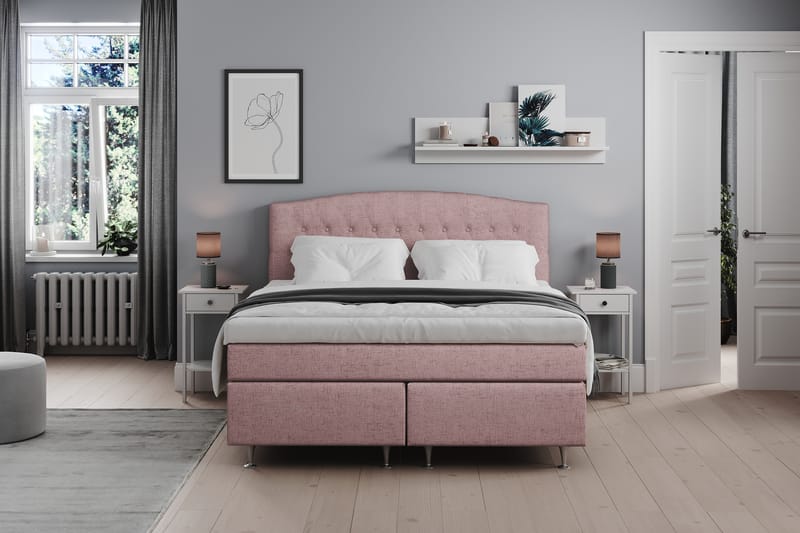STACIA Sängpaket 160x200 Medium Rosa - Komplett Sängpaket - Kontinentalsängar