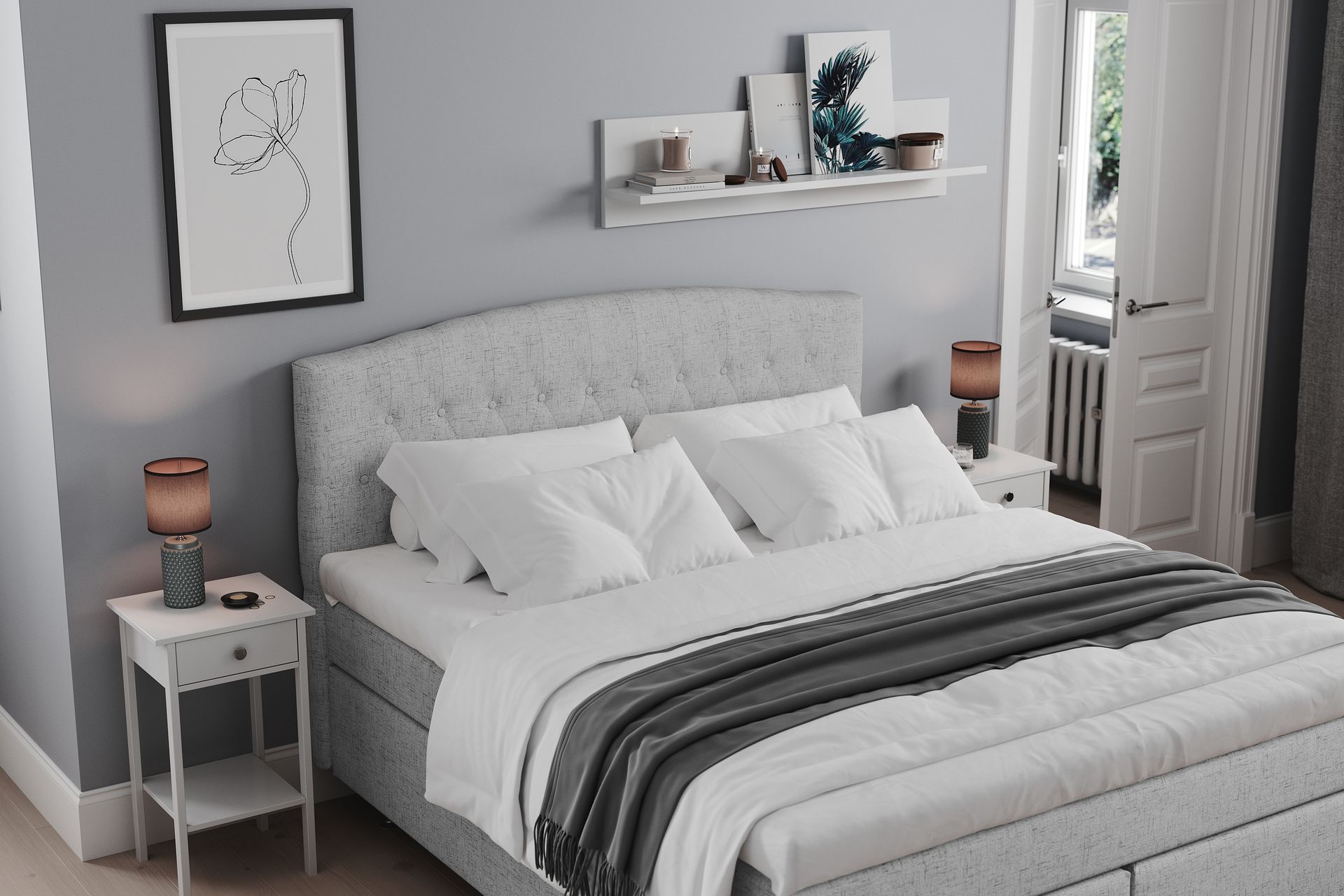 STACIA Sängpaket 180x200 Fast/Medium Ljusgrå - Möbler - Sovrum - Sängar - Komplett Sängpaket