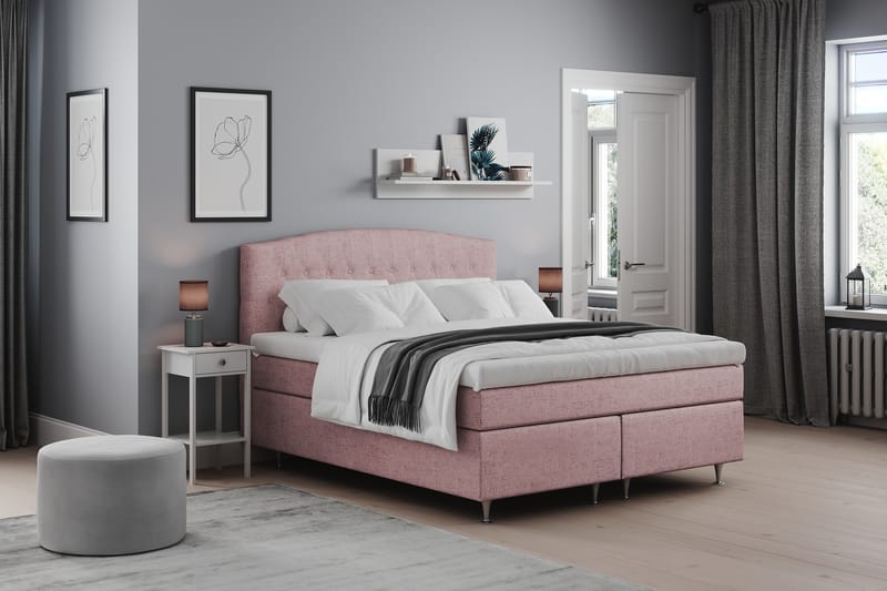 STACIA Sängpaket 180x200 Fast/Medium Rosa - Komplett Sängpaket - Kontinentalsängar