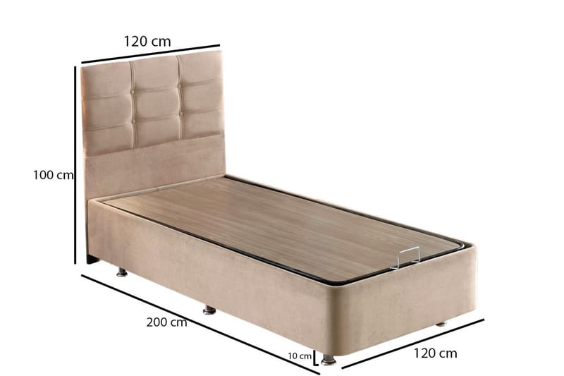 STRIPTIN Kontinentalsäng 120x200 cm Ljusbrun - Komplett Sängpaket - Kontinentalsängar