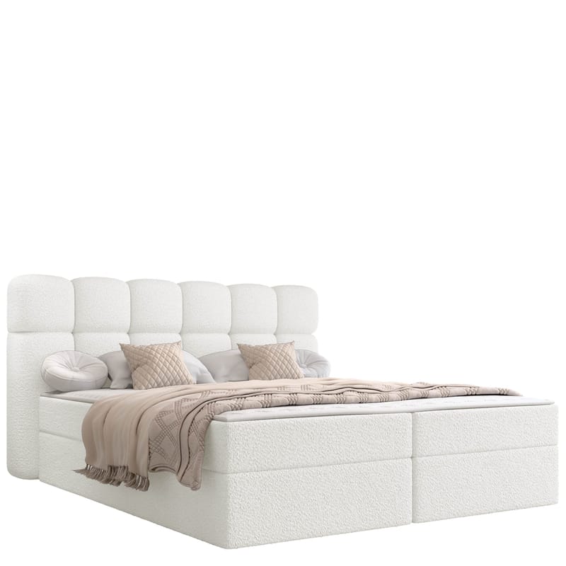 Varlen Komplett Sängpaket Kontinentalsäng med förvaring 140x200 cm Rutad, vit