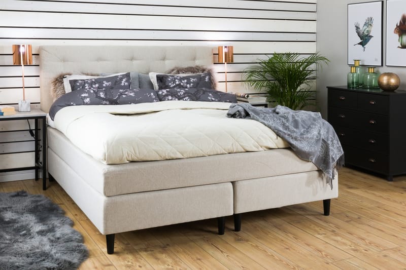 VENCE Kontinentalsäng - Sängpaket 160 Beige - Möbler - Sovrum - Sängar - Komplett Sängpaket
