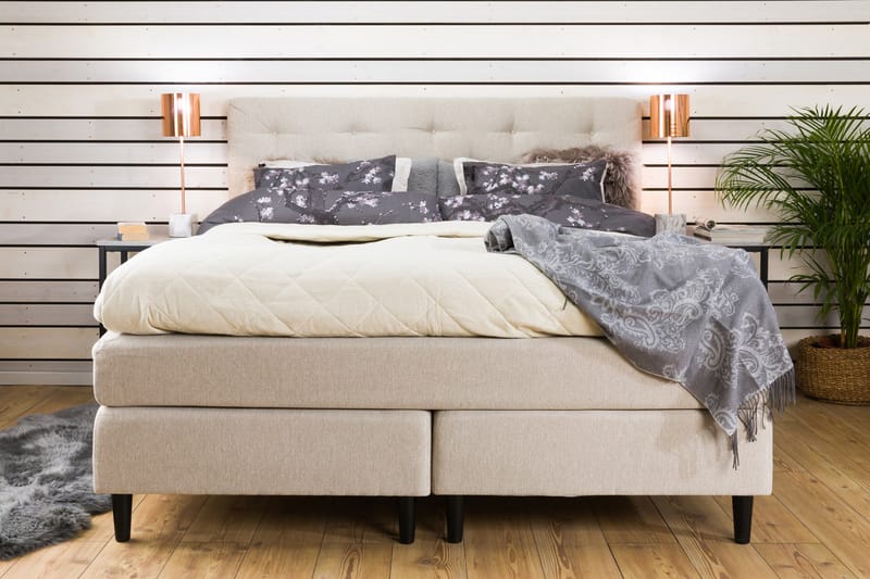 VENCE Kontinentalsäng - Sängpaket 160 Beige - Möbler - Sovrum - Sängar - Komplett Sängpaket