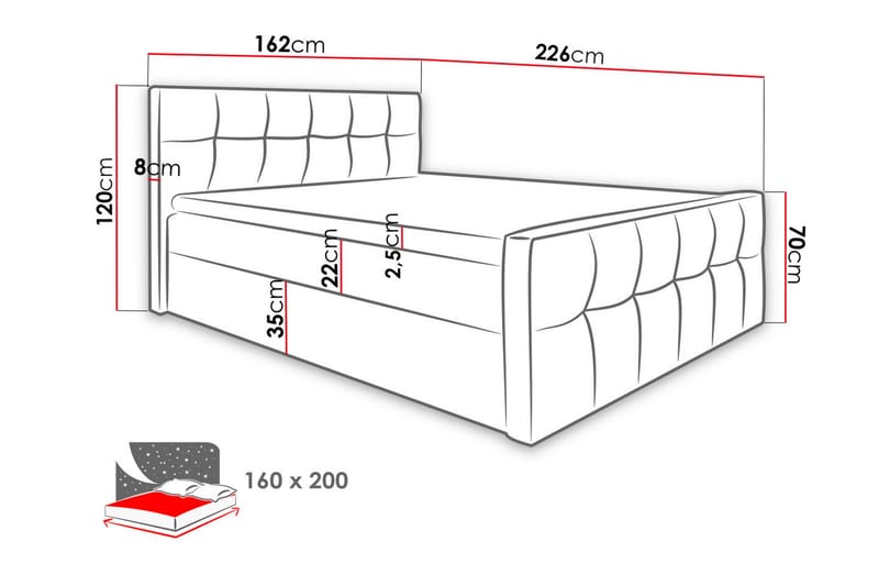 VIKARBODARNA Kontinentalsäng 160x200 cm - Vit - Möbler - Sovrum - Sängar - Kontinentalsängar