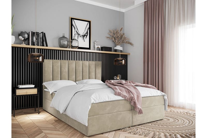 WESP Kontinentalsäng 180x200  cm Medium Sammet/Beige - Möbler - Sovrum - Sängar - Kontinentalsängar