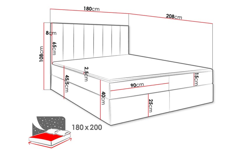 WESP Kontinentalsäng 180x200  cm Medium Sammet/Beige - Möbler - Sovrum - Sängar - Kontinentalsängar