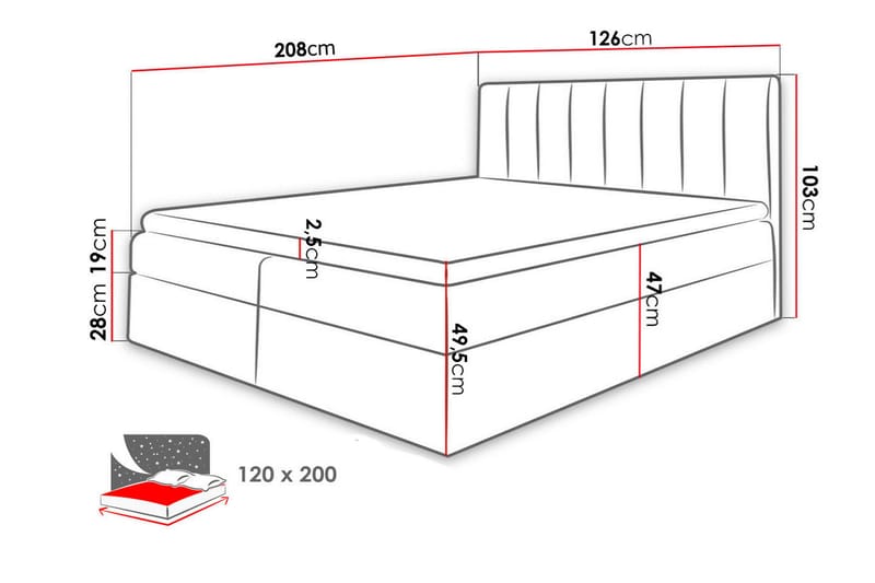 WILBER Kontinentalsäng 120x200 - Svart - Möbler - Sovrum - Sängar - Kontinentalsängar