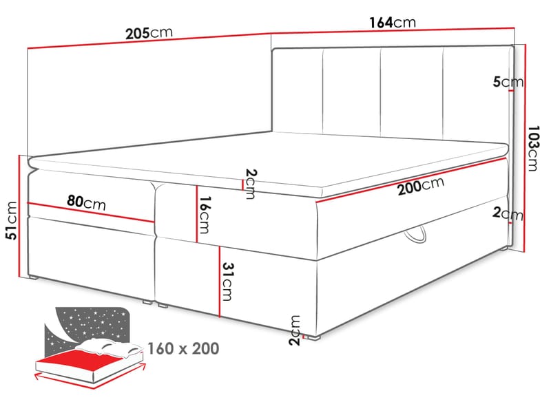 Laggano Sängpaket Kontinentalsäng 160x200 cm - grå - Möbler - Sovrum - Sängar - Komplett Sängpaket
