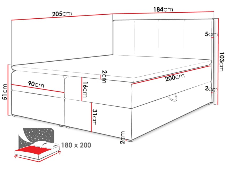 Laggano Sängpaket Kontinentalsäng 180x200 cm - grå - Möbler - Sovrum - Sängar - Komplett Sängpaket