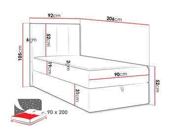 Laggano Sängpaket Kontinentalsäng 90x200 cm - grå - Möbler - Sovrum - Sängar - Komplett Sängpaket